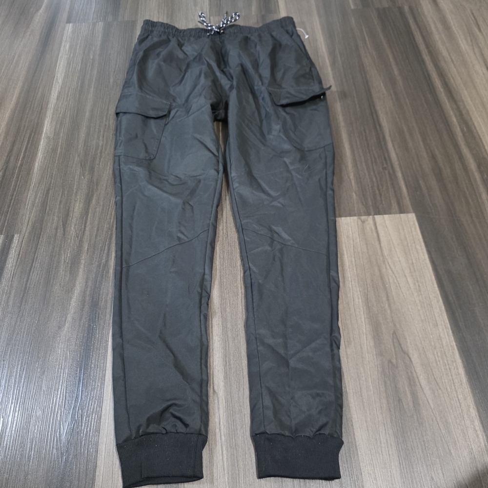 Original Deluxe Supply Black Nylon Windbreaker Cargo Jogger Pants Men Size L